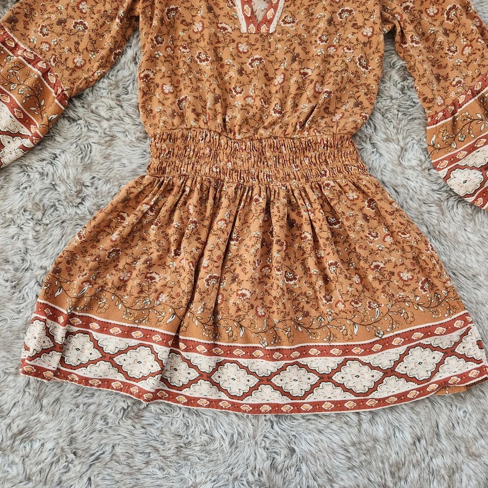 American Eagle‎ Outfitters Peasant Mini Dress Orange Women's Size Small